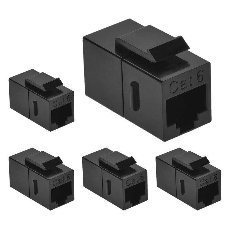 Beszin Cat.6 RJ45 Inline Coupler with Keystone Latch, Female-Female (5-Pack, Black) 5-Pack - LeoForward Australia