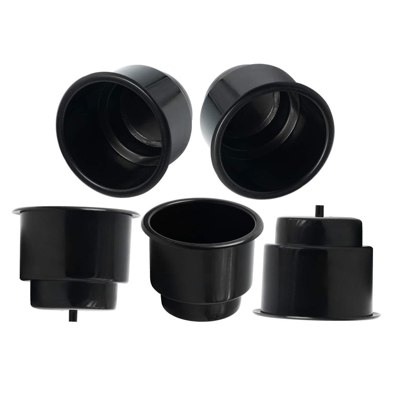  [AUSTRALIA] - NovelBee Recessed Plastic Cup Drink Holder with Drain for Boat Truck Car Camper RV (Black, 5pcs)