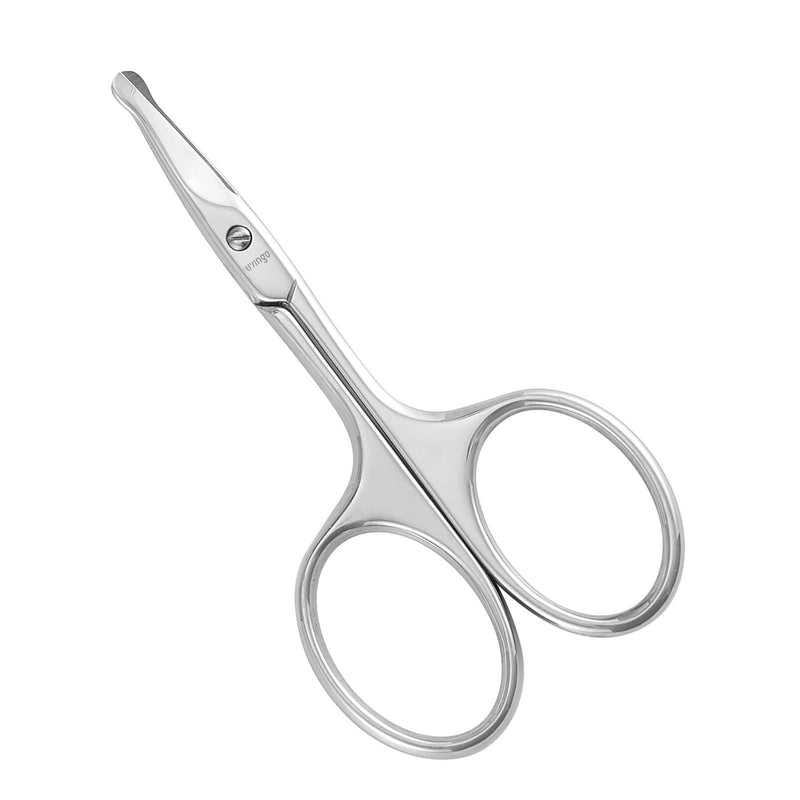 LIVINGO 3.75" Rounded Curved Nose Hair Scissors, Premium Stainless Steel Safety Small Blades Use for Manicure Cuticle Trimming Facial Hair, Eyebrow, Dry Skin Silver - LeoForward Australia