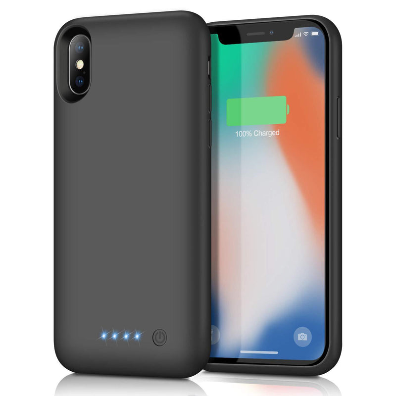  [AUSTRALIA] - Battery Case for iPhone XS/X/10, Rechargeable 6500mAh Portable Charging Case Extended Battery Pack Cover Power Bank Charger Case for iPhone Xs/X[5.8 inch]-Black Black