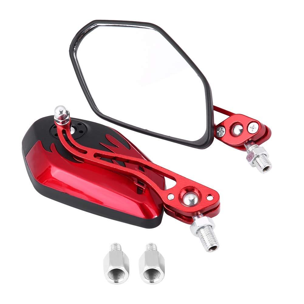 Rear View Mirrors, 1 Pair of 8mm 10mm Universal Aluminum Alloy Hard Plastic Motorcycle Scooter Aluminum Flame Pattern Side Rear View Mirrors (Red) Red - LeoForward Australia