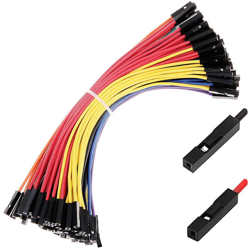  [AUSTRALIA] - Hellotronics Breadboard Jumper Wires 22AWG Pack of 120 Pieces F/F More Red and Black Jumpers, Square Head 0.1'' 10 Colors (15CM, F/F) Length 6'' / 15CM 1P, Female-Female, 15CM