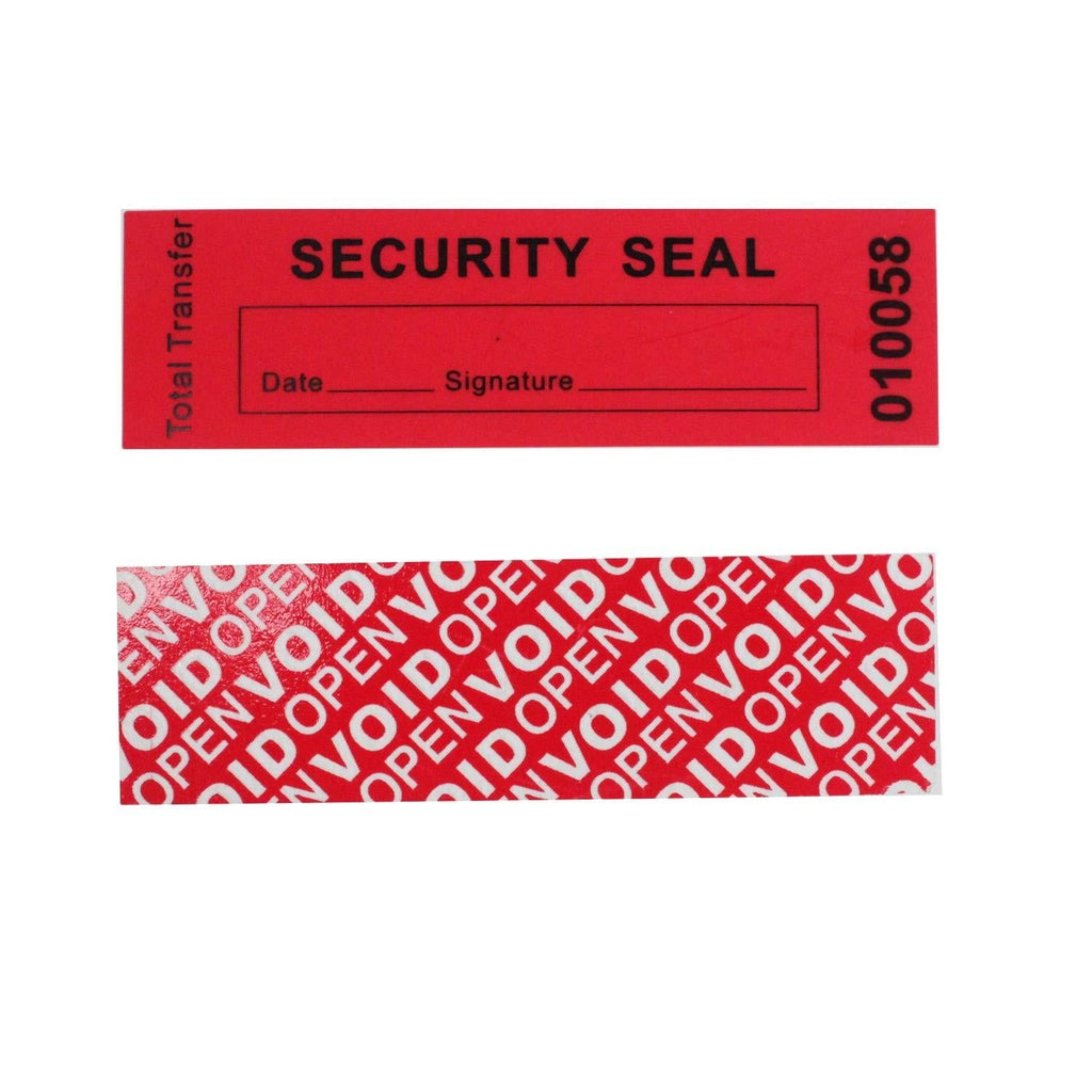 100 Total Transfer Tamper Evident Security Warranty Void Stickers/ Labels/ Seals (Red, 30x90 mm, Serial Numbers - TamperSTOP) - LeoForward Australia