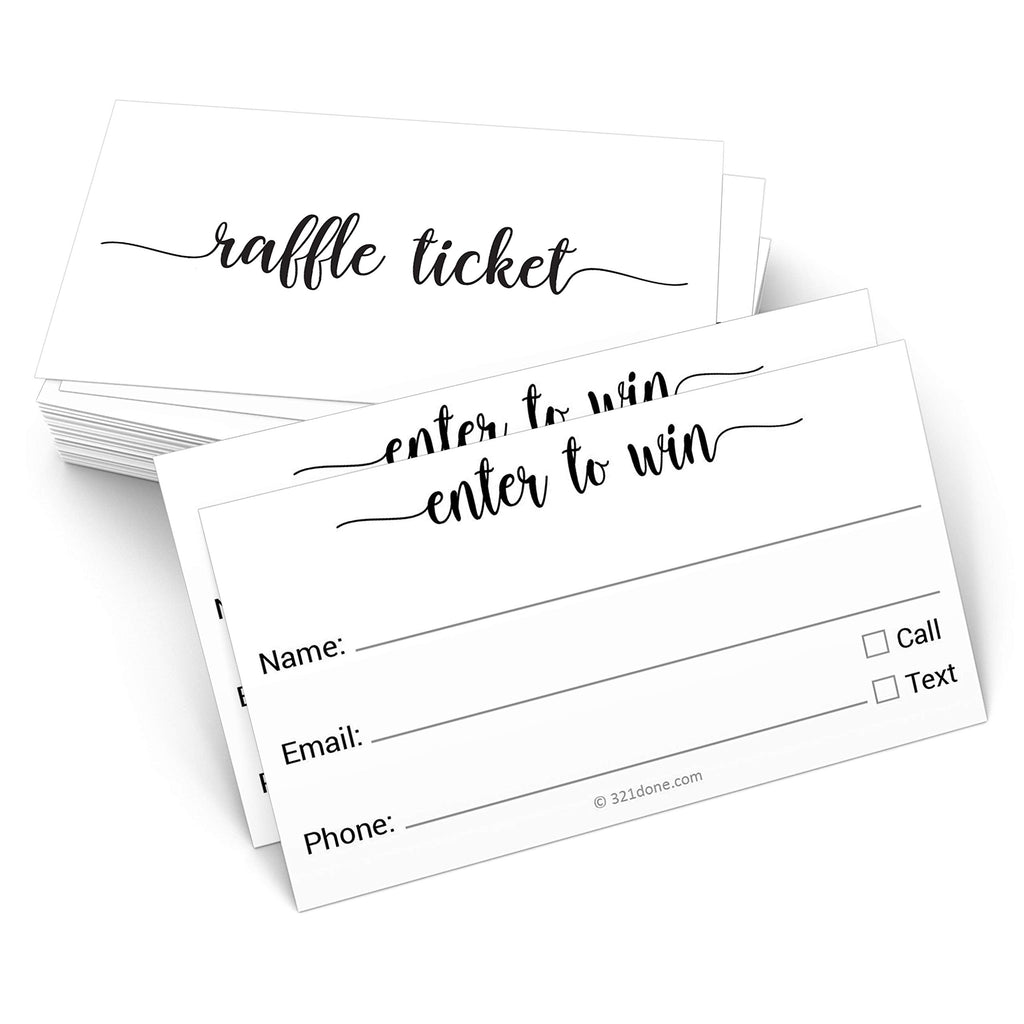  [AUSTRALIA] - 321Done Enter to Win Tickets (Set of 50) 3.5" x 2" Name, Phone Number, and Email, Raffle Tickets Entry Form for Contests, Drawings, Lotteries Prize Game, White 3.5 x 2 inches 3 Info Lines
