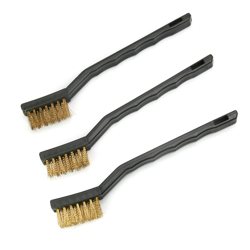  [AUSTRALIA] - Utoolmart Brass Bristles Wire Brushes Plastic Black Nonslip Handle Clean Tool for Cleaning Rust 3Pcs