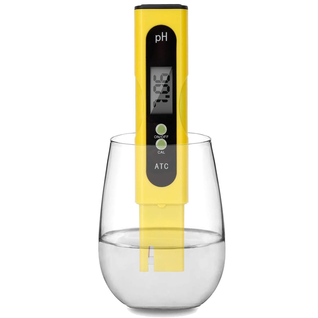Digital PH Meter, PH Meter 0.01 PH High Accuracy Water Quality Tester with 0-14 PH Measurement Range for Household Drinking, Pool and Aquarium Water PH Tester Design with ATC (2020-Yellow) - LeoForward Australia