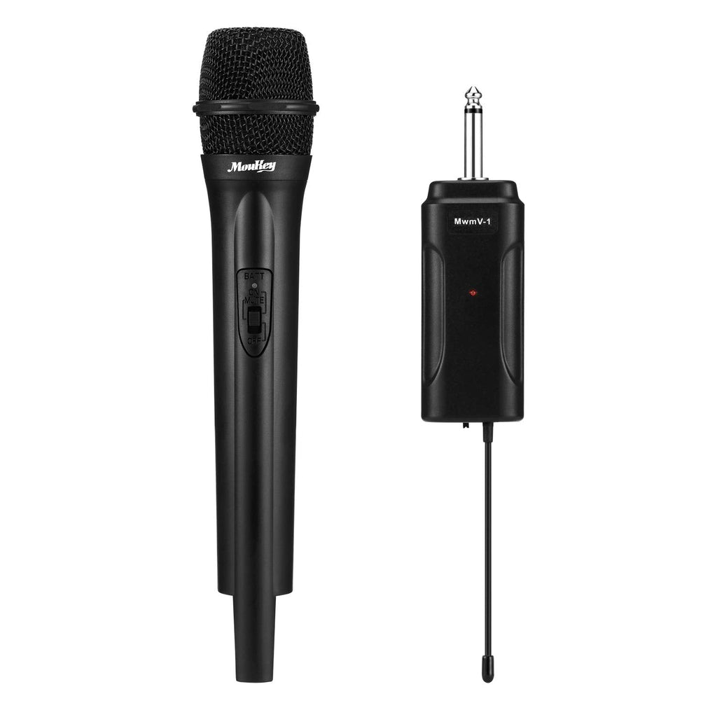  [AUSTRALIA] - Moukey Wireless Microphone, Portable Dynamic Handheld Mic, Anti-Interference, Excellent Sound, VHF Karaoke Microphone, Wireless Mic for Party, Karaoke, Meeting, Wedding, Church, Stage & DJ, Black