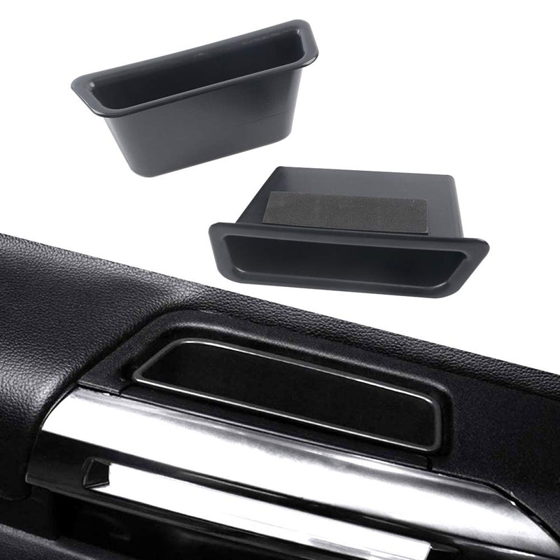  [AUSTRALIA] - DXGTOZA 2PCS Black Front Row Door Side Storage Box Handle Pocket Armrest Phone Container Tray for Ford Mustang 2015 2016 2017 2018 2019