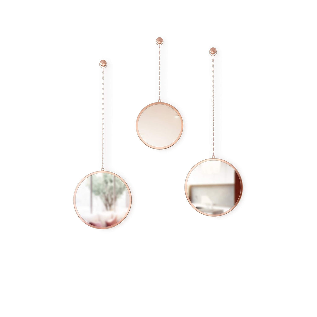  [AUSTRALIA] - Umbra Dima, Copper, Set of 3, Trio of Decorative Mirrors Apartment Décor/Wall Art, Round
