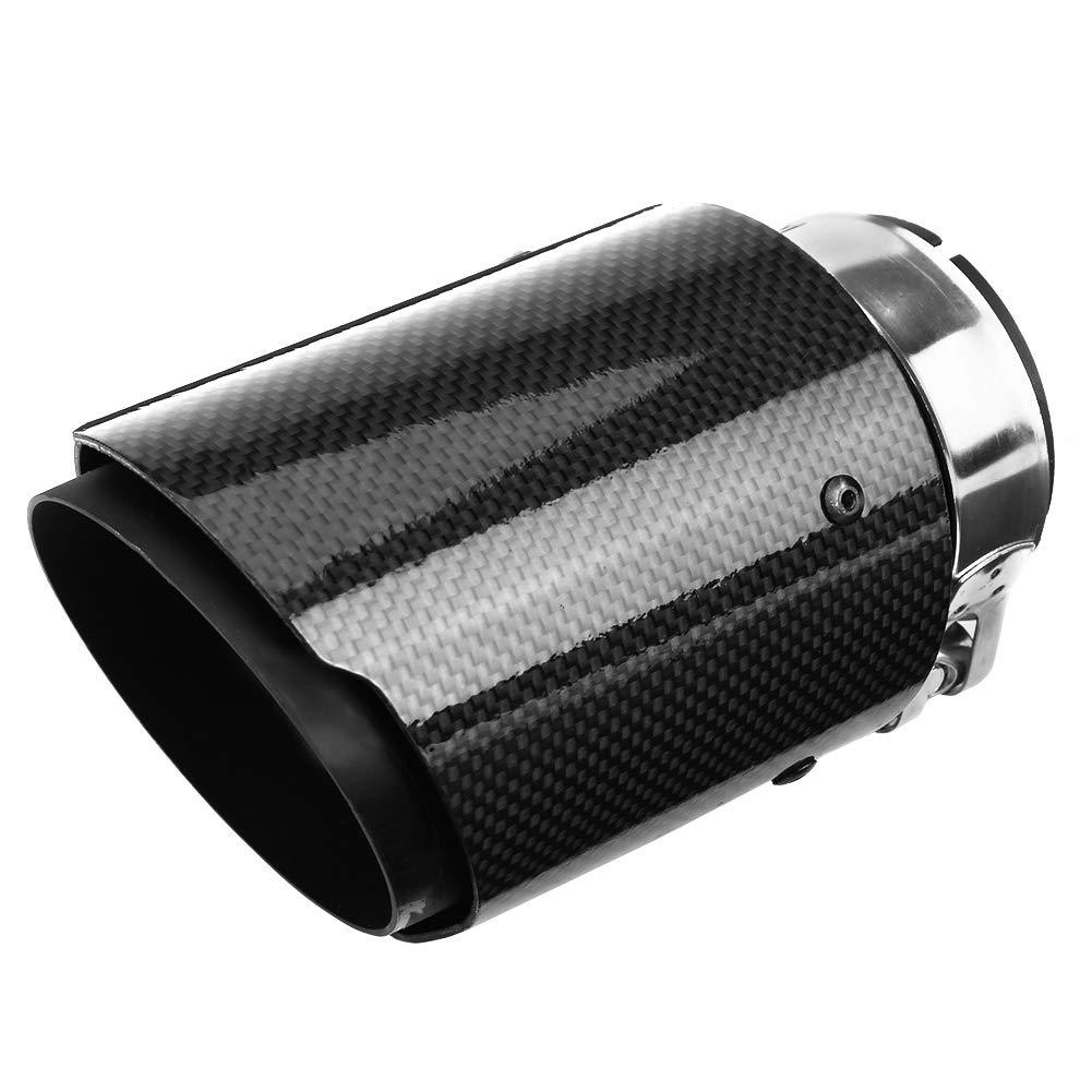 Qiilu Muffler Exhaust End Tip Pipes Carbon Fiber Style Tailpipe Muffler Tip for 2.36-2.5 Inch Inlet 3.5 Inch Outlet - Glossy Carbon Fiber - - LeoForward Australia