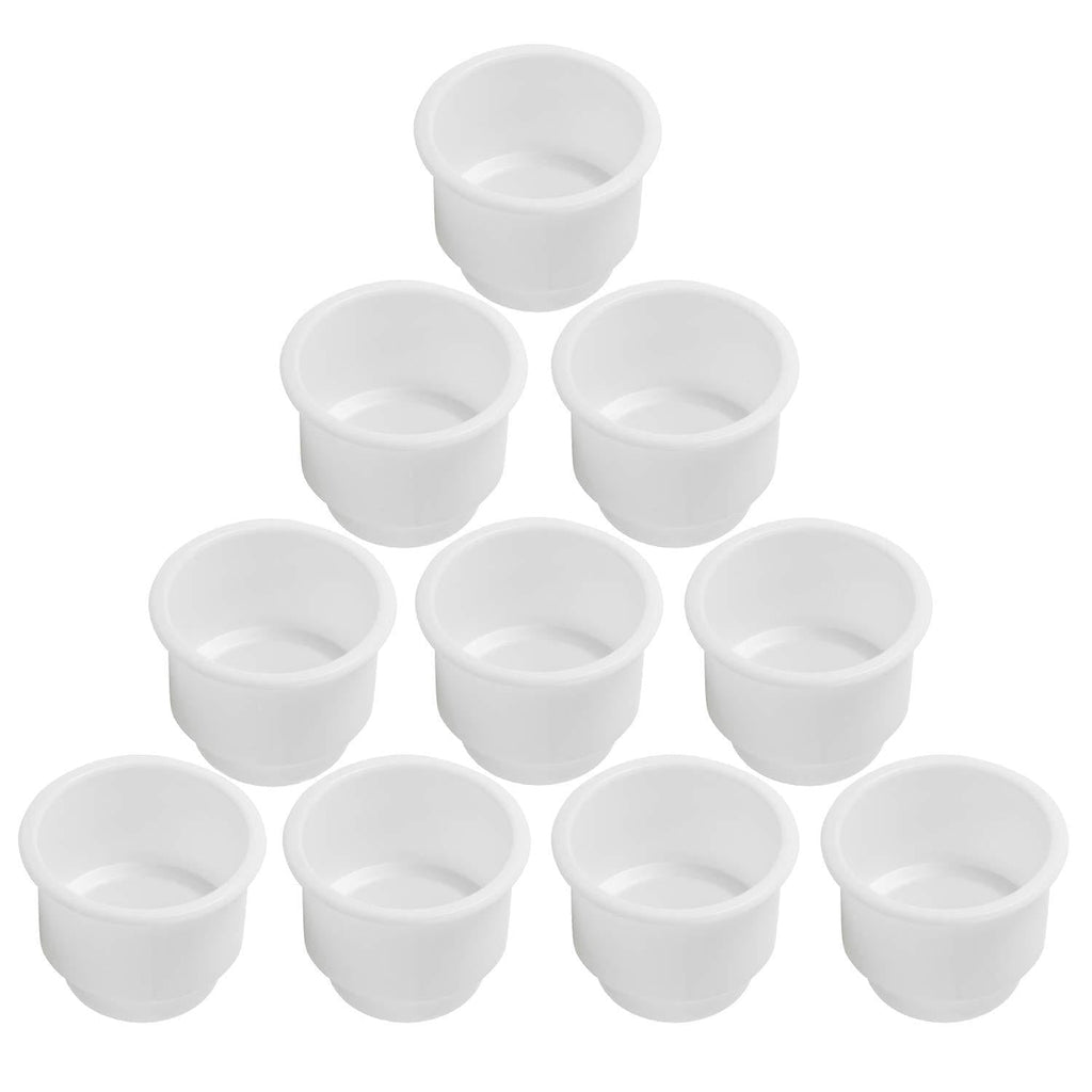  [AUSTRALIA] - NovelBee Recessed Plastic Cup Drink Holder with Drain for Boat Truck Car Camper RV (White, 10pcs)