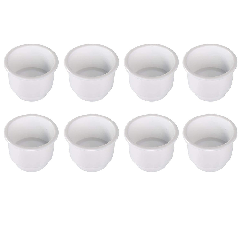  [AUSTRALIA] - NovelBee Recessed Plastic Cup Drink Holder with Drain for Boat Truck Car Camper RV (White, 8pcs)