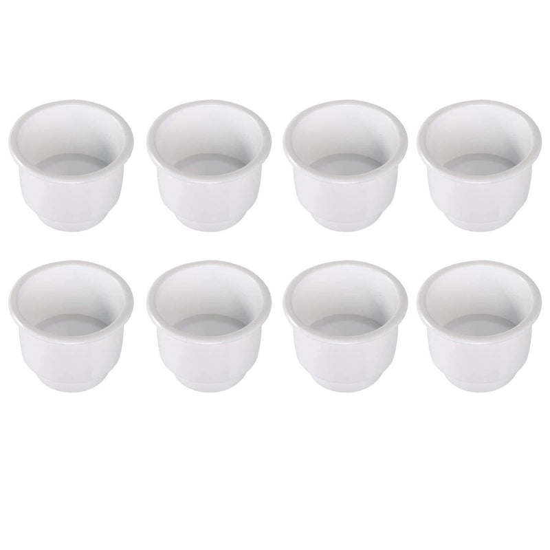  [AUSTRALIA] - NovelBee Recessed Plastic Cup Drink Holder with Drain for Boat Truck Car Camper RV (White, 8pcs)