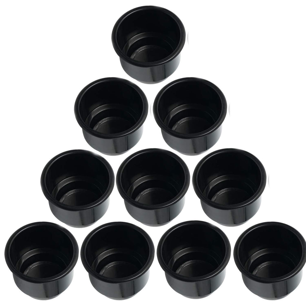  [AUSTRALIA] - NovelBee Recessed Plastic Cup Drink Holder with Drain for Boat Truck Car Camper RV (Black, 10pcs)