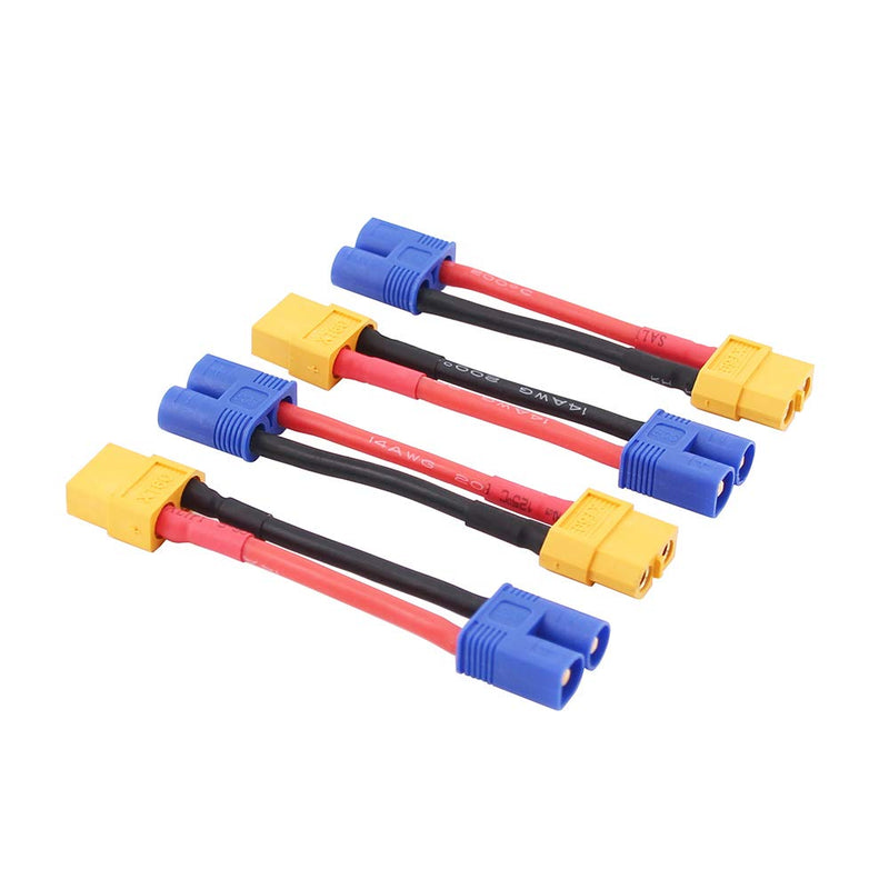  [AUSTRALIA] - BDHI 4pcs Male EC3 to Female XT60 XT-60 Connector Adapter Converter Cable 14awg 2in(B112-4)