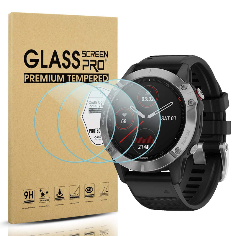  [AUSTRALIA] - Suoman 3-Pack for Garmin Fenix 6 Screen Protector Tempered Glass for Garmin Fenix 6/6 Pro / 6 Sapphire / 6 Pro Solar, [Anti-Scratch] (Do Not Fit for Fenix 6S/6X)
