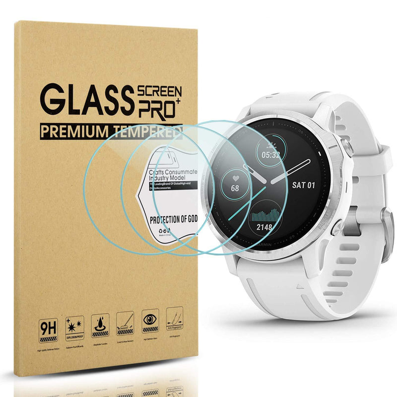  [AUSTRALIA] - Suoman 3-Pack for Garmin Fenix 6S Screen Protector Tempered Glass for Garmin Fenix 6S / 6S Pro/ 6S Sapphire / 6S Pro Solar, [Anti-Scratch] (Not Fit for Fenix 6/6X)