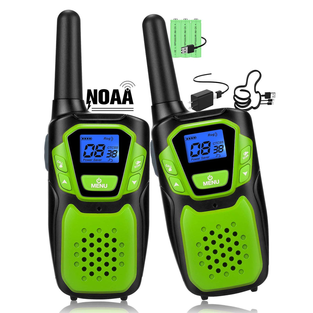  [AUSTRALIA] - Walkie Talkies for Kids, Funny Talking Toy for 3-12 Years Old Boys and Girls, Easy to Use Rechargeable Walky Talky Christmas Birthday Gifts for Hiking Camping Trip Adventure (Green 2 Pack) pack of 2