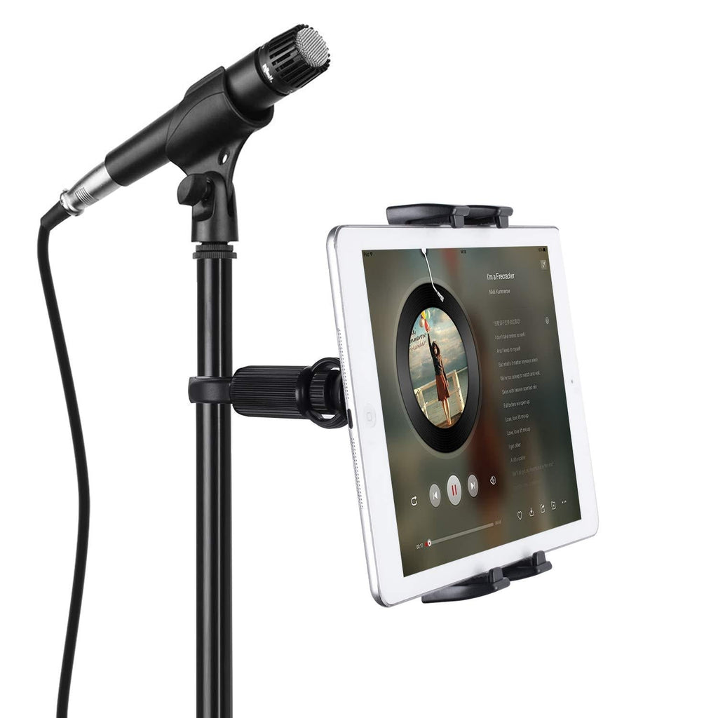 Tablet Mounts for Microphone Stands, JUBOR Microphone Tablet Holder, Mic Music Stand for iPad, iPad Pro, iPad Air, iPad Mini, 2, 3, iPhone, Smartphone 4.7-12.9" Tablets black - LeoForward Australia