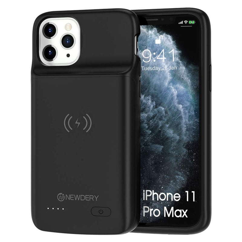  [AUSTRALIA] - Newdery Battery Case for iPhone 11 Pro Max, Support Qi Wireless Charging, 5000mAh Extra Charging Accessories with Full Body Defender Edge, Ultra-Thin Compatible 6.5" iPhone 11 Pro Max - Black