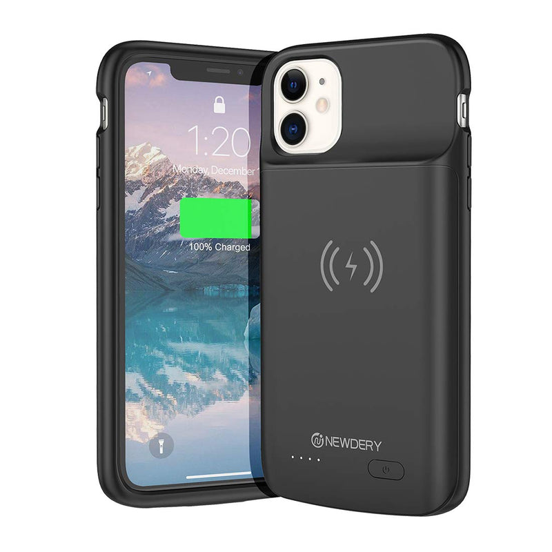  [AUSTRALIA] - NEWDERY Battery Case for iPhone 11 Qi Wireless Charging Compatible, 5000mAh Extended Battery Pack Rechargeable Protective Charger Case for iPhone 11 (6.1 inches) Black