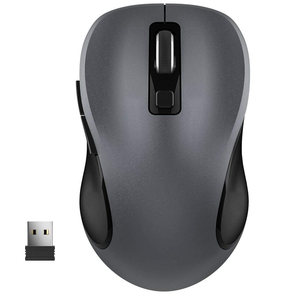  [AUSTRALIA] - WisFox 2.4G Wireless Mouse for Laptop, Ergonomic Computer Mouse with USB Receiver and 3 Adjustable Levels, 6 Button Cordless Mouse Wireless Mice for Windows Mac PC Notebook (Grey) Gray