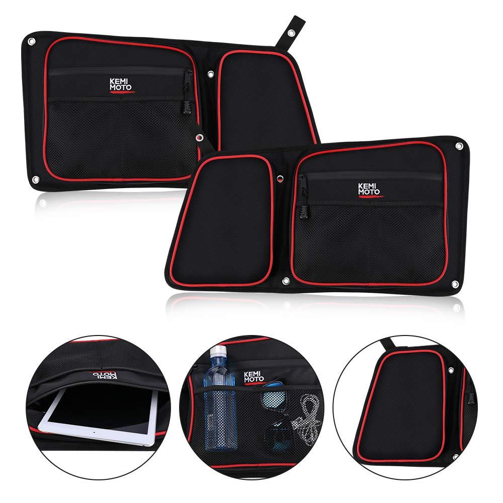  [AUSTRALIA] - Rear Door Bags for Polaris RZR, KEMIMOTO Wear Resistant 1680D Side Storage Bag Set with Red Piping and Knee Pad Compatible with 2014-2019 Polaris RZR 4 900, XP4 1000, 4 Door Turbo