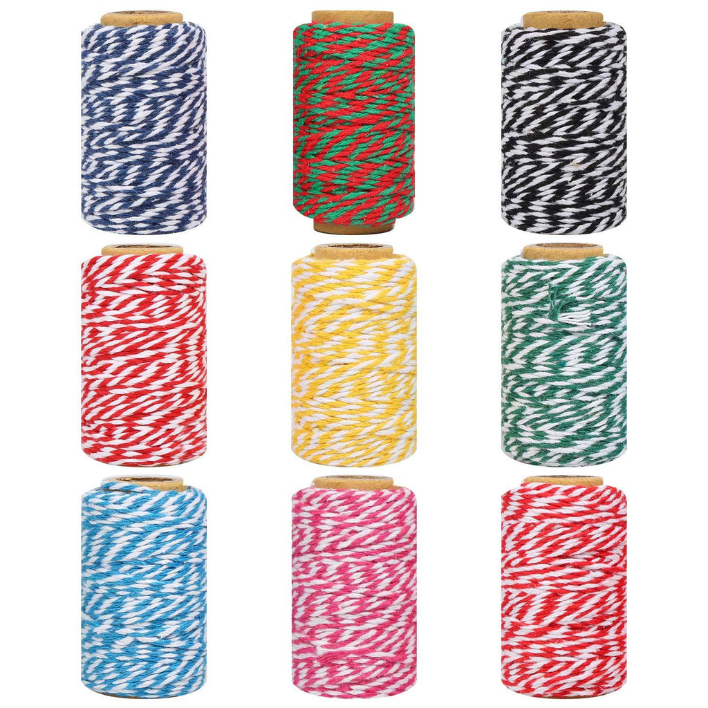  [AUSTRALIA] - Maosifang 9 Colors Christmas Twine Cotton 2 mm String Rope Cord for Gift Wrapping Arts Crafts Party Decorations Gardening,9 Rolls Multicolor 1