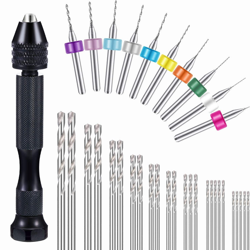  [AUSTRALIA] - 36 Pieces Vise Hand Drill for Jewelry Making Set, Include Pin Vise Hand Drill, Mini Micro Drill and Twist Drills for Resin Casting Molds Diamond Tipped Bead Plastic Wood Keychain Pendant