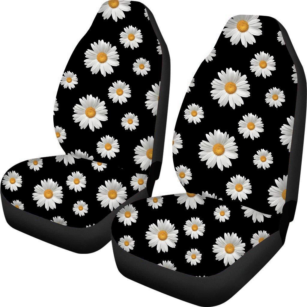  [AUSTRALIA] - doginthehole 2 Pack Daisy Decorative Car Seat Cover Protector for Front Seat Vehicles for Sedan SUV Truck Van Cover daisy 02