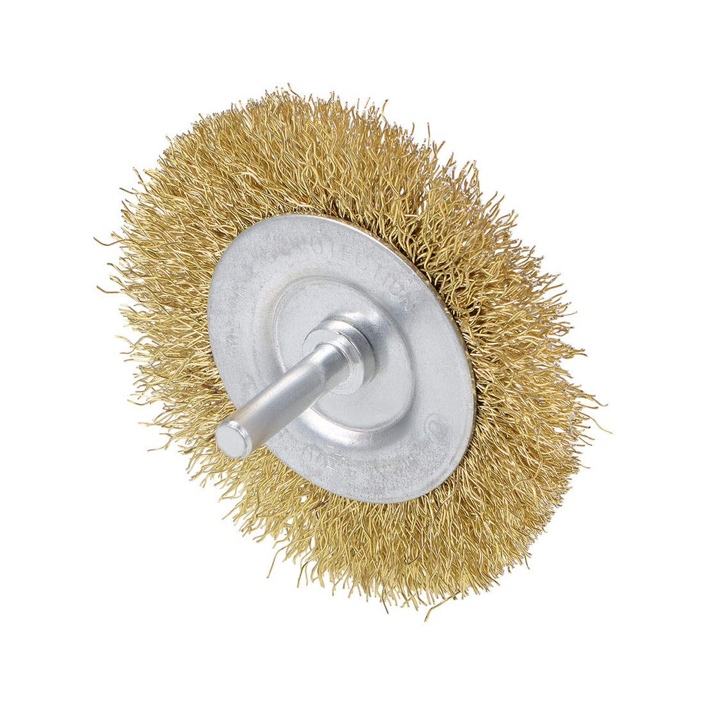  [AUSTRALIA] - uxcell 3-Inch Wire Wheel Brush Bench Brass Plated Crimped Steel with 1/4-Inch Shank