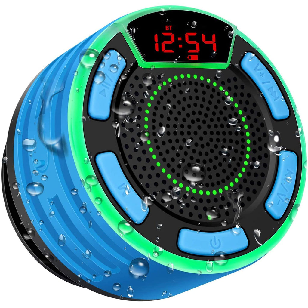  [AUSTRALIA] - IPX7 Waterproof Speaker, BassPal Bluetooth Portable Wireless Shower Speakers with LED Display, FM Radio, Suction Cup, Light Show, TWS, Loud Stereo Sound for Pool Beach Home Party Travel Outdoors