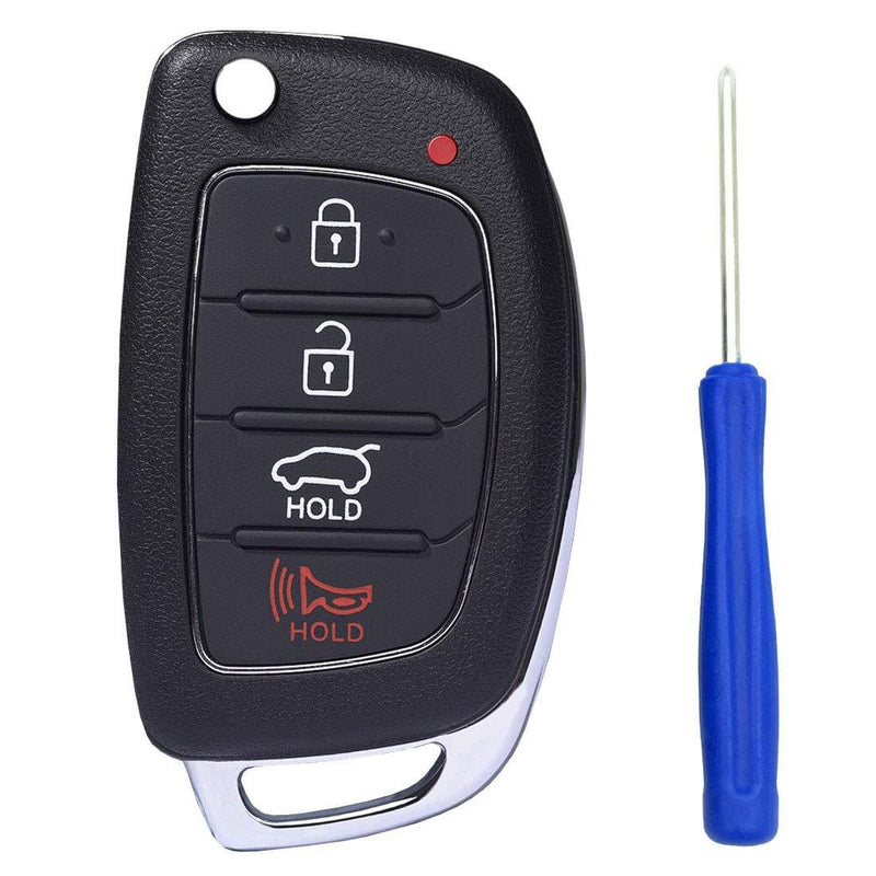  [AUSTRALIA] - 4 Buttons Uncut Blade Car Key Fob Case Shell for Hyundai Sonata Santa Fe Flip Floding Keyless Entry Remote Control Replacement Key Fob Cover Casing