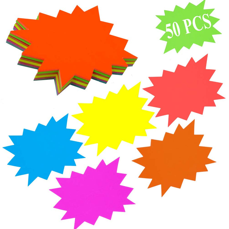  [AUSTRALIA] - Starburst Signs Fluorescent 4＂x 6＂Neon Paper Burst Signs Price Labels for Retail Store Party Favors Car Sale Office Arts and Crafts Display Tags to Boost Sales with Adhesive Dots