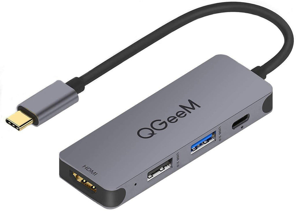  [AUSTRALIA] - USB C Hub, QGeeM 4-in-1 USB C Adapter with 4K USB C to HDMI Hub,100W Power Delivery,USB 3.0,Thunderbolt 3 Multiport Hub Compatible with MacBook Pro, XPS, iPad Pro,More Type C Devices
