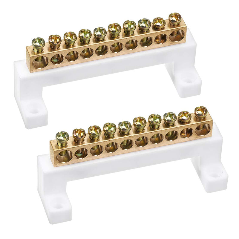  [AUSTRALIA] - uxcell Terminal Block Connector Bar 10 Positions Single Row High Bridge Design Electric Barrier Bar 2 Pcs