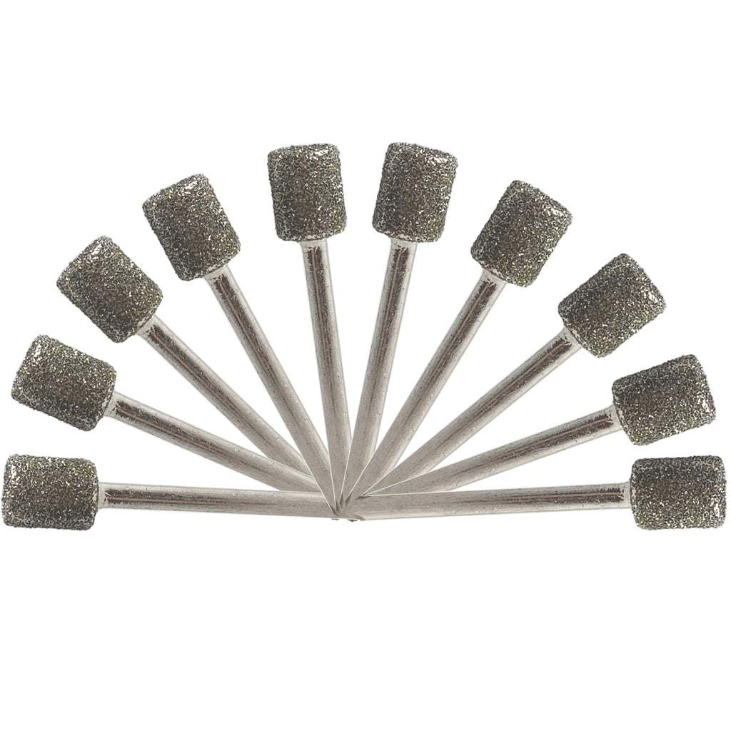  [AUSTRALIA] - 60 Grit Cylinder Diamond Grinding Burrs, 1/8" Shank 8mm Head Diamond Mounted Points Grinding Bits for Grinding Glass Shaping Small Rocks, Pack of 10