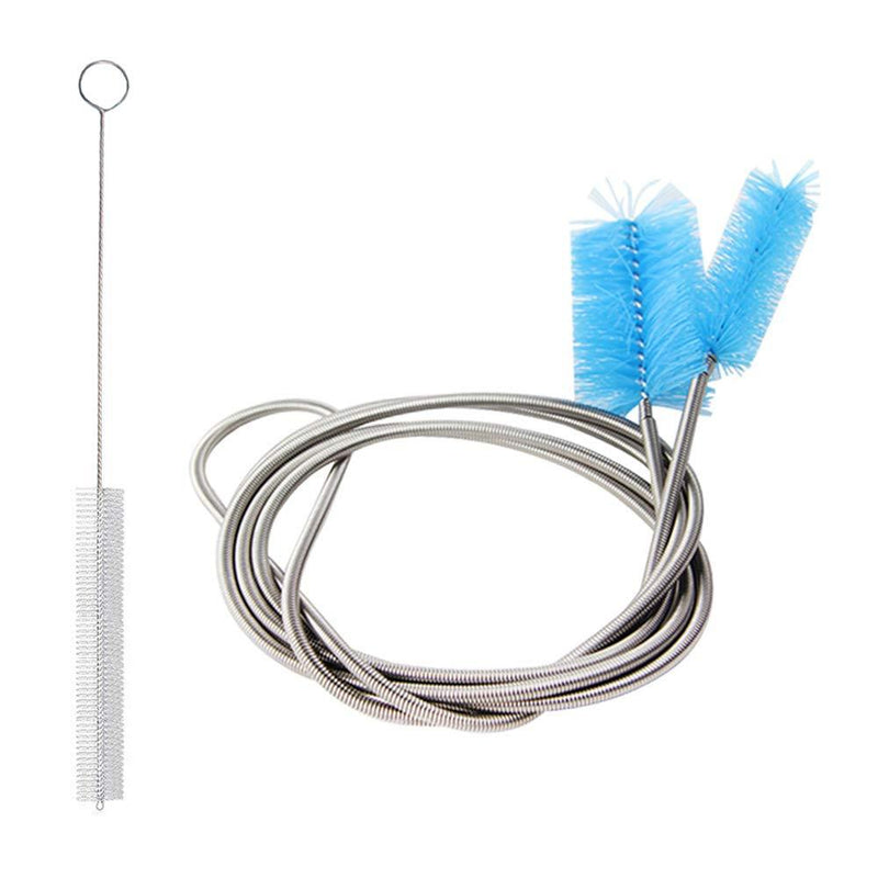 Huture 2PCS Aquarium Filter Brush Set Flexible Double Ended Bristles Hose Pipe Cleaner with Stainless Steel Long Tube Spiral Cleaning Brush Bristles Brushes for Fish Tank Home Kitchen Washing Tool - LeoForward Australia