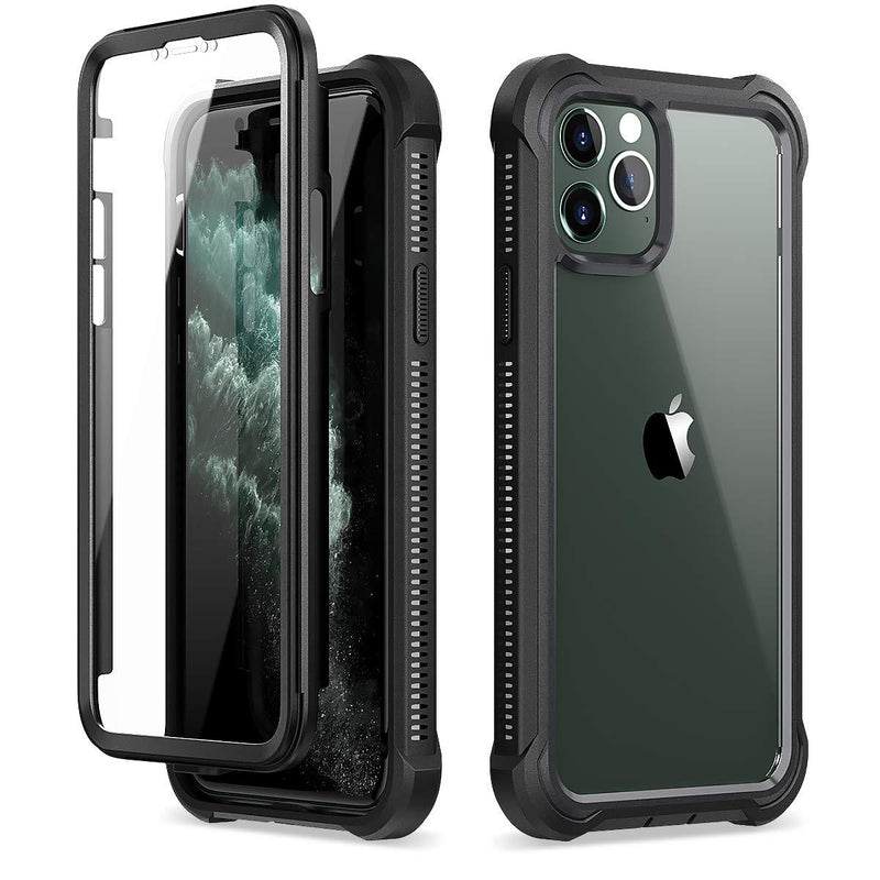 Dexnor iPhone 11 Pro Max Case with Screen Protector Clear Rugged Full Body Protective Shockproof Hard Back Defender Dual Layer Heavy Duty Bumper Cover Case for iPhone 11 Pro Max 6.5" - Black - LeoForward Australia