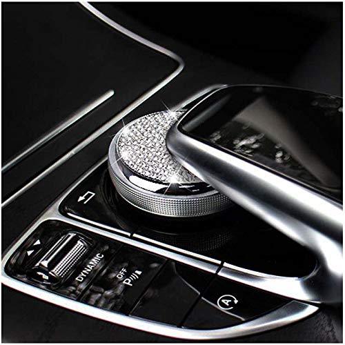  [AUSTRALIA] - Pursuestar Bling Crystal Central Control Interior Media Control Switch Knob Cover Decoration for Mercedes Benz C GLC E Class C180 C220 GLC260 W204 W205 W213 X253 E300 60mm