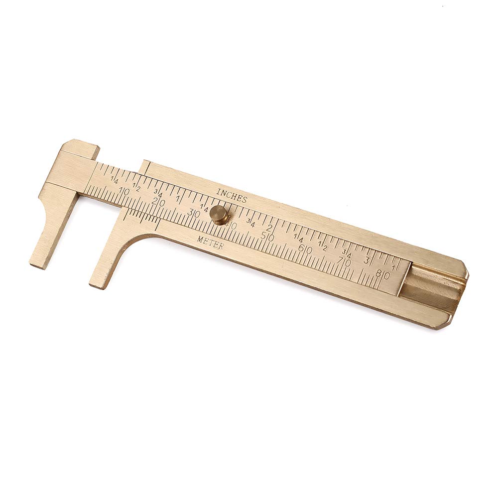  [AUSTRALIA] - Daimay Retro Vernier Caliper Copper Alloy Mini Brass Sliding Pocket Ruler Metal Double Scale for Measuring Gemstones and Jewelry Components Bead Wire Guitar Repair - 80 mm /3.15"
