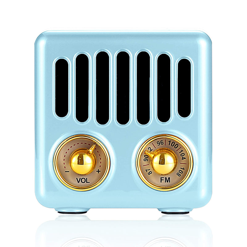 Retro Radio Vintage Bluetooth Speaker FM Radio 800mAh Rechargeable Battery, with Speaker Best Sounds, Design, Lovely Apperance, Supported Bluetooth, AUX Input, TF Cards, Blue - LeoForward Australia