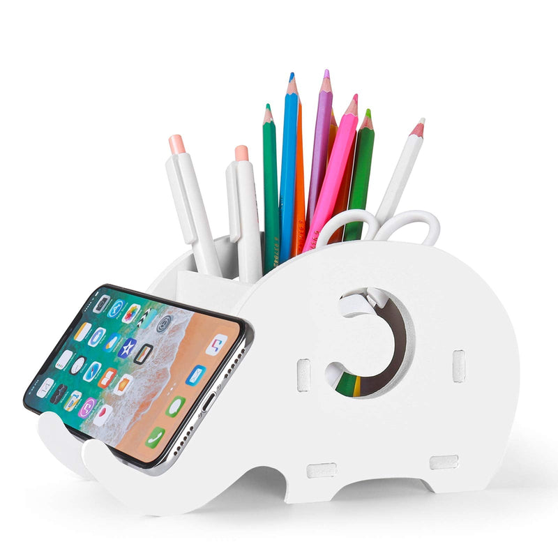  [AUSTRALIA] - Desk Supplies Organiser, Mokani Cute Elephant Pencil Holder Multifunctional Office Accessories Desk Decoration with Cell Phone Stand Office Supplies Desk Decor Organiser Christmas Gifts