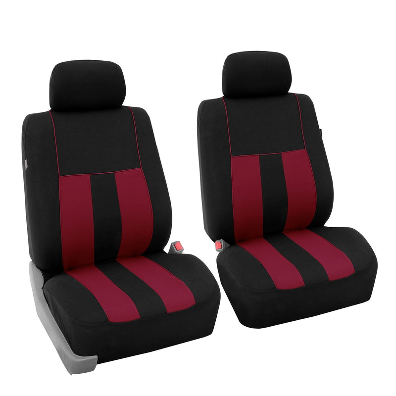  [AUSTRALIA] - TLH Striking Striped Seat Covers Front, Airbag Compatible, Burgundy Color-Universal Fit for Cars, Auto, Trucks, SUV