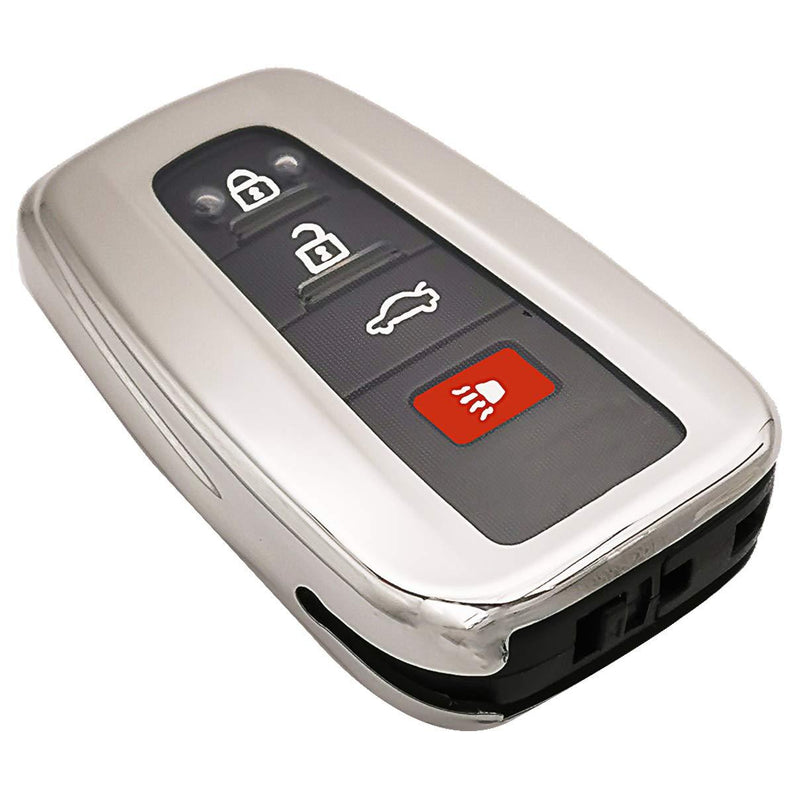  [AUSTRALIA] - Silver Soft TPU Key Fob Cover Case Remote Jacket Shell Glove for 2018 2019 2020 Toyota Camry RAV4 Avalon C-HR Prius Corolla 3/4 Buttons Remote Control Silver