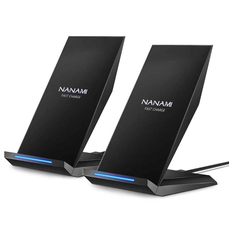  [AUSTRALIA] - Fast Wireless Charger, [2 Pack] NANAMI Qi Certified Wireless Charging Stand Compatible iPhone 13/12/SE 2020/11 Pro/XS Max/XR/X/8, Samsung Galaxy S21/S20/S10/S9/S7/Note 20/10/9/8 and Qi-Enabled Phone Black/Black