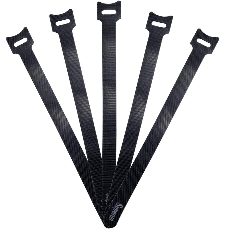  [AUSTRALIA] - Superun 50 Pcs Black 10 Inch Reusable Cord Organizer Cable Ties, Fastening Hook and Loop Wire Wrap Management