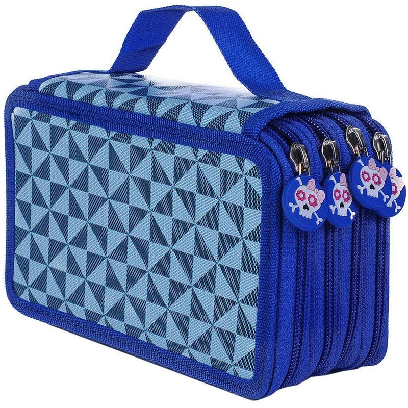  [AUSTRALIA] - 72 Slots High Capacity Zipper Pens Pencil Case Blue Plaid