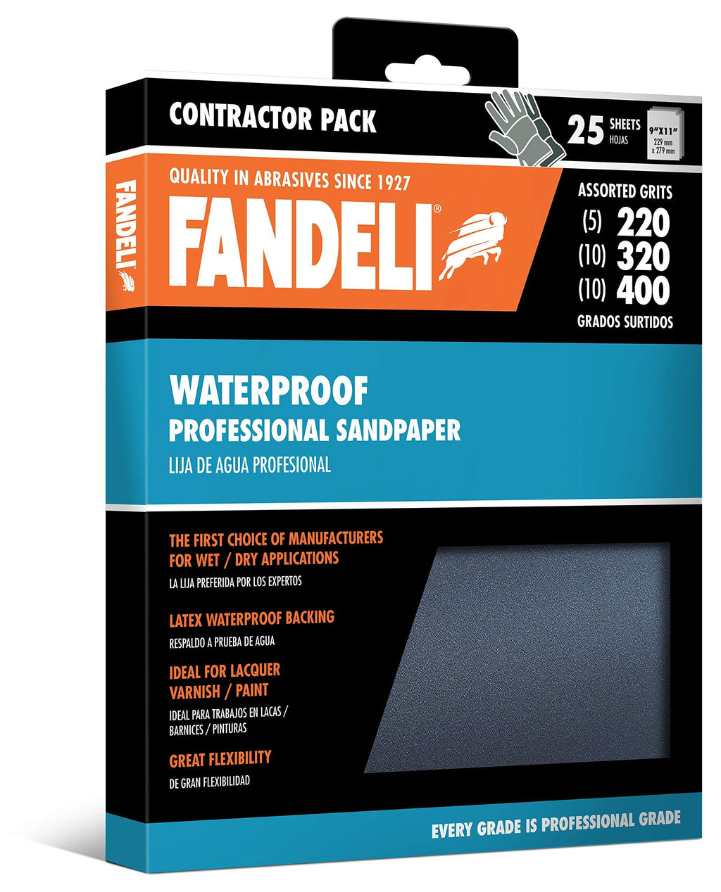  [AUSTRALIA] - Fandeli Sandpaper Grit, wet dry sandpaper, sandpaper sheets, waterproof sandpaper, assortment pack, for automotive, polishing, car, 220,320,400, 25 sheet pack, 9"x11"