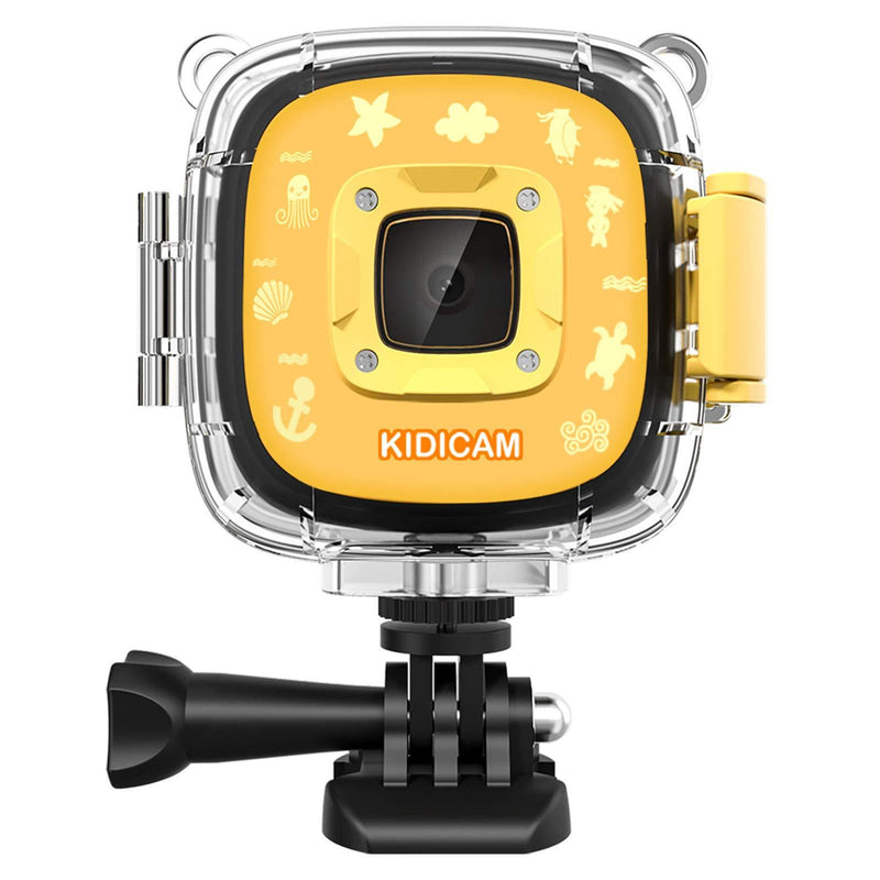  [AUSTRALIA] - Dragon Touch Kidicam 2.0 Kids Action Camera, Waterproof Digital Camera for Boys Girls 1080P Sports Camera Camcorder with 16GB Memory Card (Yellow) Yellow